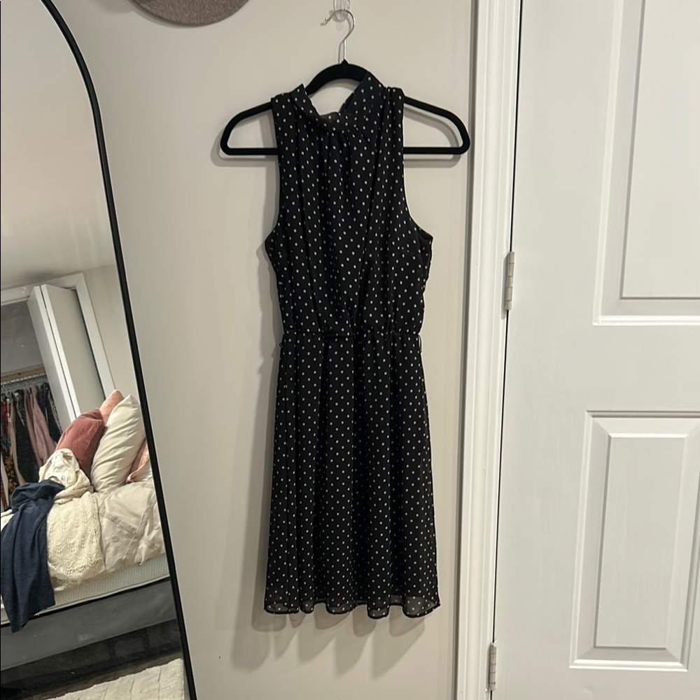 Elegant Black Polka Dot Dress